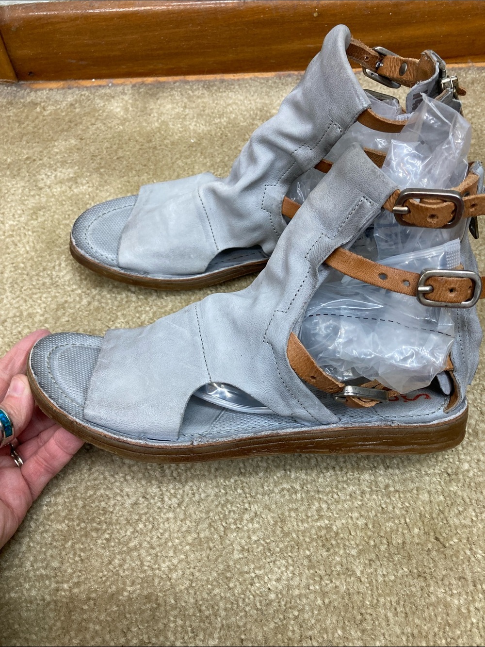 A.S.98 Grayish Blue Ryde Gladiator Sandals size 7